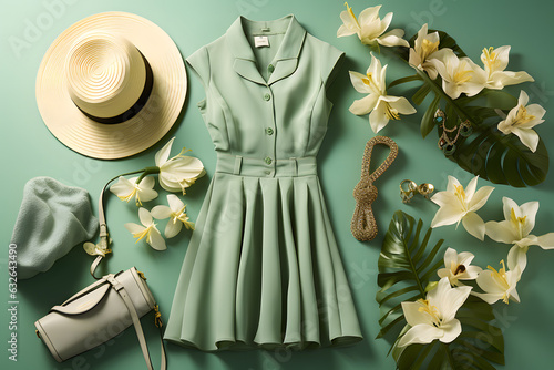woman summer party dress green and teal