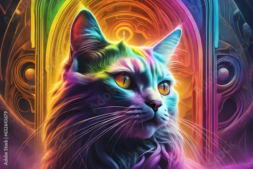 a rainbow cat. Generative AI