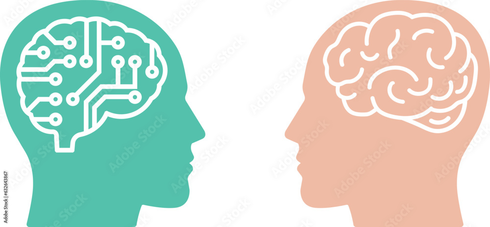 Human Brain Vs Artificial Intelligence Icon Vector Stock Vector Adobe Stock 4672