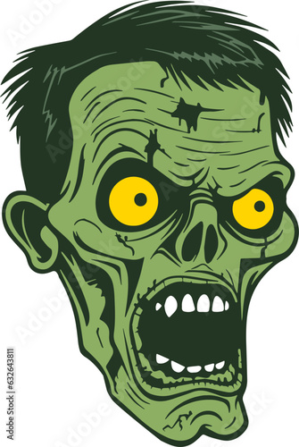 Vector illustration of a creepy zombie head.