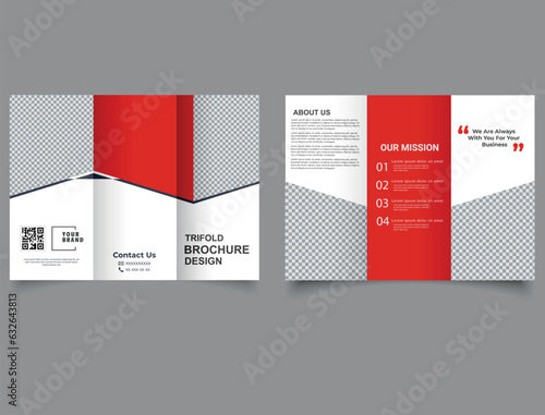 Red corporate business template for tri fold. Vector editable template. Vector editable template.