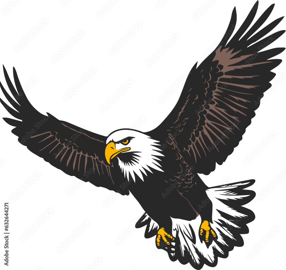 Naklejka premium Vector illustration of a wild flying eagle. Mascot.