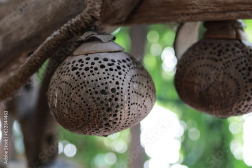 Lamp made of coconut shell
