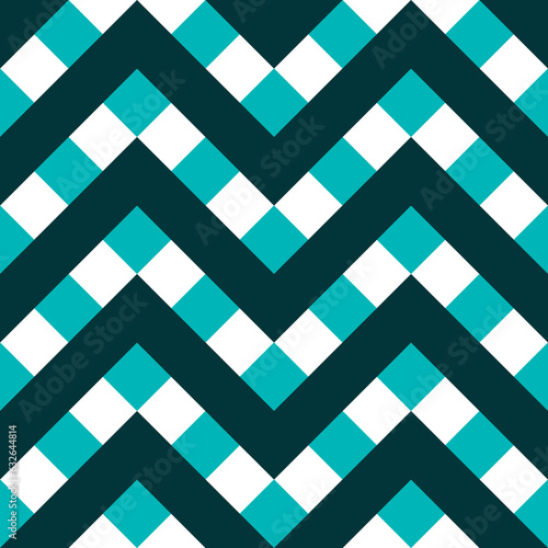 Seamless pattern with geometric motifs in three colors