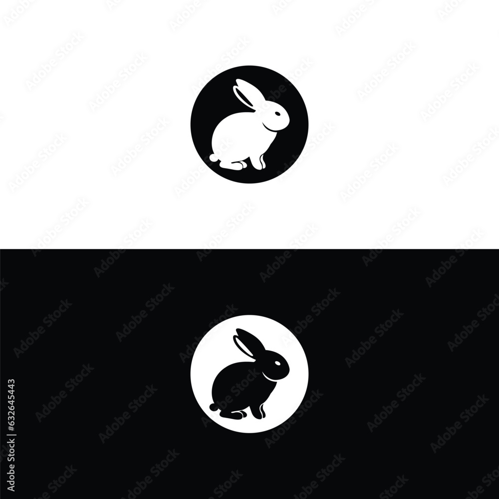 Black side silhouette of a rabbit isolated on white background. Vector illustration.Vector image of an rabbit,Rabbit logo isolated on white background,Rabbit vector template