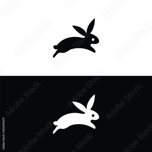 Black side silhouette of a rabbit isolated on white background. Vector illustration.Vector image of an rabbit,Rabbit logo isolated on white background,Rabbit vector template