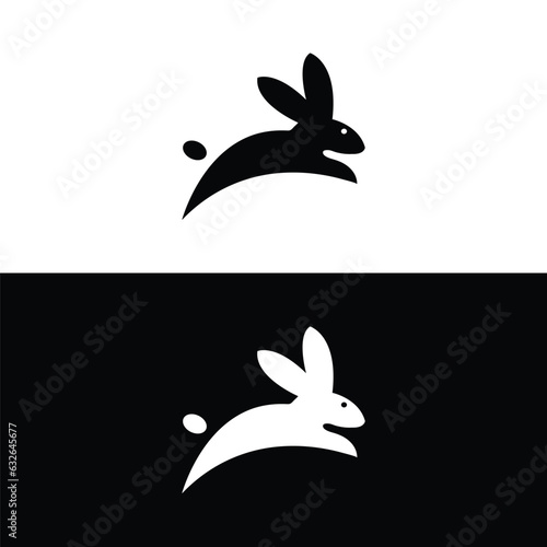 Black side silhouette of a rabbit isolated on white background. Vector illustration.Vector image of an rabbit,Rabbit logo isolated on white background,Rabbit vector template