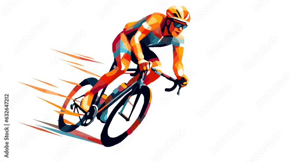 Fototapeta premium Drawing of a cyclist on a white background vector