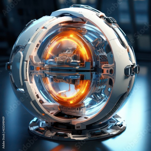 Futuristic gyroscope created with Generative AI photo