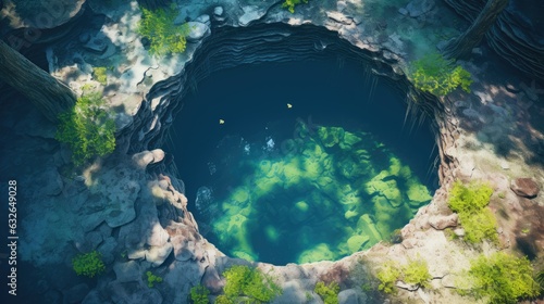 aerial cenote sinkholes riviera maya yucatan peninsula state quintana roo mexico central america geology nature landscapes photography generative AI photo