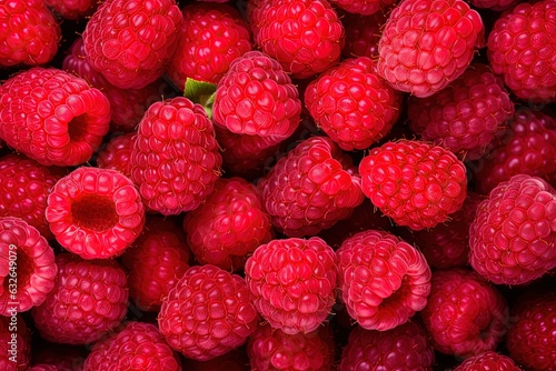 Fresh raspberries background. Top view.
