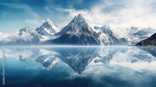 Wallpaper Mural alpine peaks reflected mirrored lake generative AI Torontodigital.ca