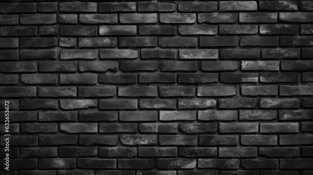Black brick wall. Created with Generative AI technology.