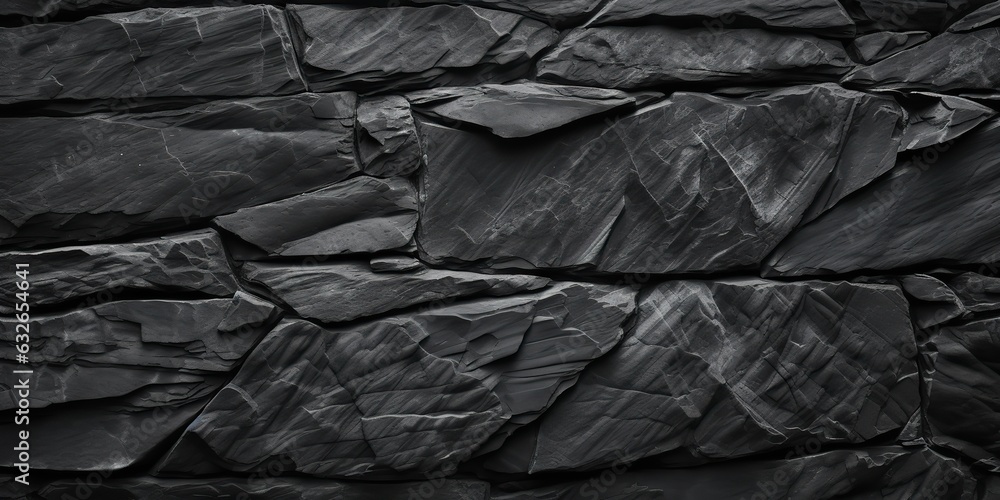 AI Generated. AI Generative. Black grey brock rock marble stone wall decoration background. Graphic Art