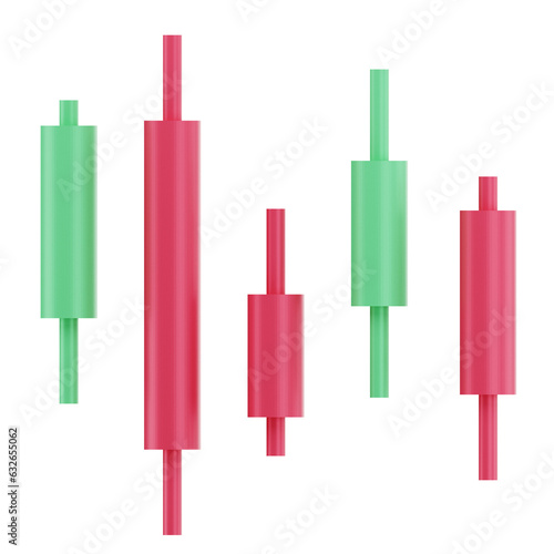 Candle stick 3d icon illustration. Cryptocurrency trading investment concept