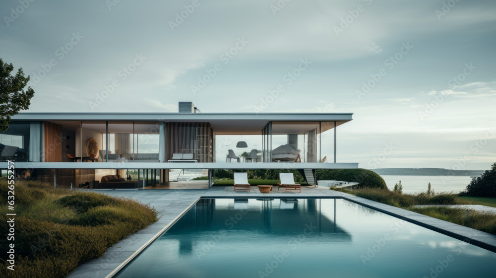 white luxury villa with pool in front white luxury villa with pool in front