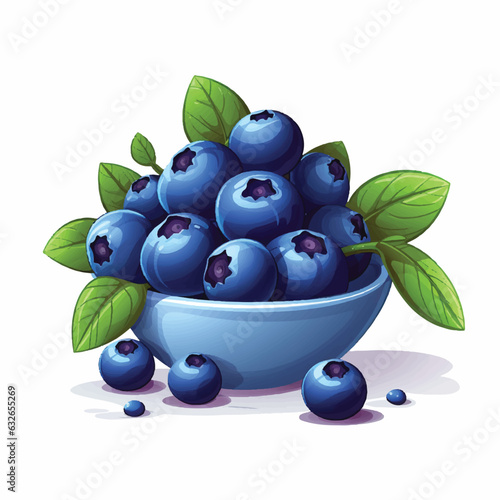 Windrider blueberries flat realistic design style high definition, vector design. Fruit, food, berry, black, isolated, blueberry, currant, white, healthy, ripe, leaf, green, olive, fresh, dessert.