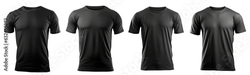 Set of black t-shirt collection illustration isolated transparent background, PNG , Generative AI