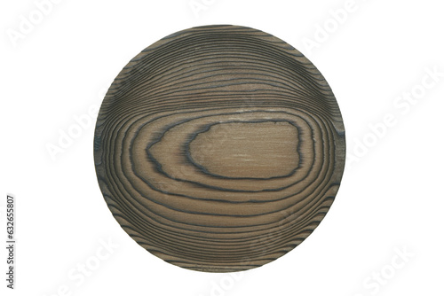 Old wooden plate with unique texture white isolated background