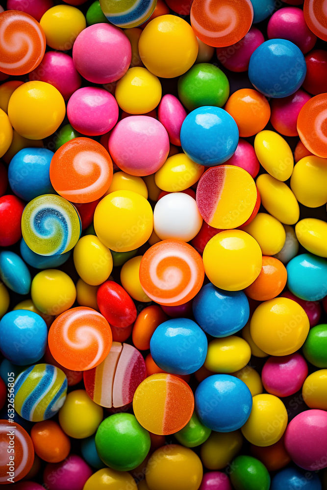 Fototapeta premium Closeup shot of various candies with lolypops 