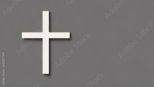 Flat white Cross on Gray Background.