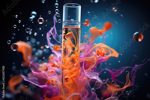 Print op canvas Cosmetic essence liquid bubbles molecules antioxidant of liquid bubble