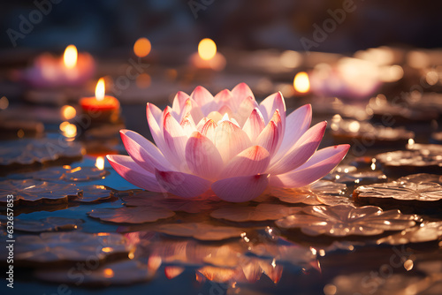 pink lotus flower diwali decoration ai generated art 