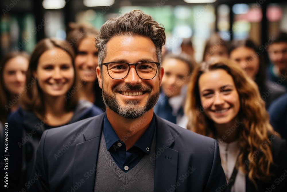 Smiling professional business leaders and employees group team portrait Smiling professional business leaders and employees group team portrait