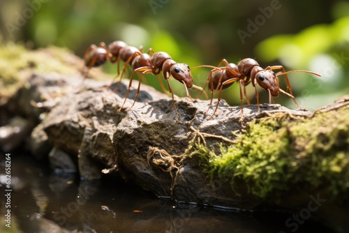 teamwork, team of ants costructing bridge © FryArt Studio