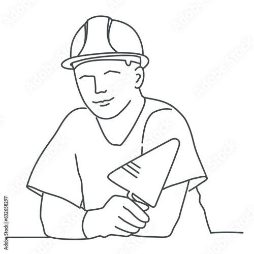 Friendly construction worker or bricklayer.