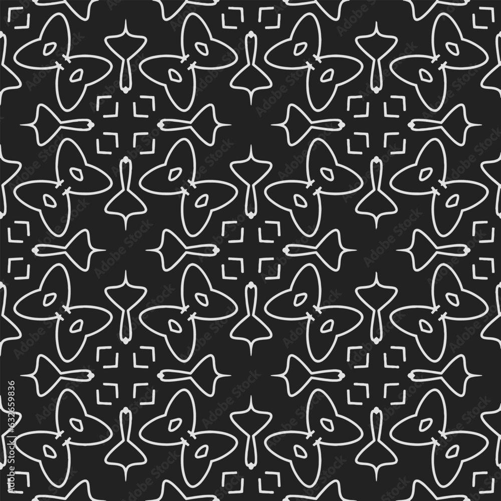 Black and white  pattern . Figures ornament.Seamless pattern for fashion, textile design,  on wall paper, wrapping paper, fabrics and home decor.