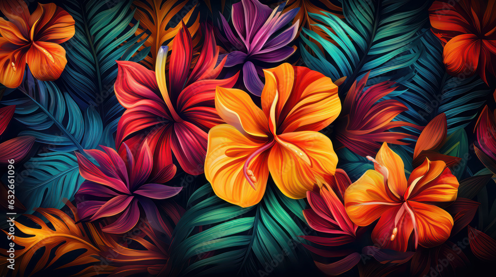 Colorful tropical shape background, AI Generated Colorful tropical shape background, AI Generated
