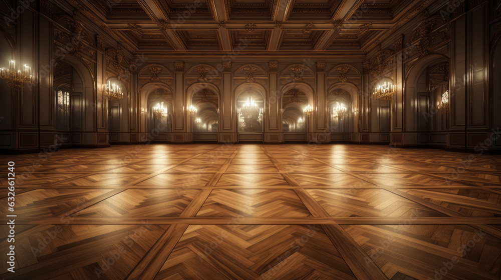 the reflection of the lights on the parquet