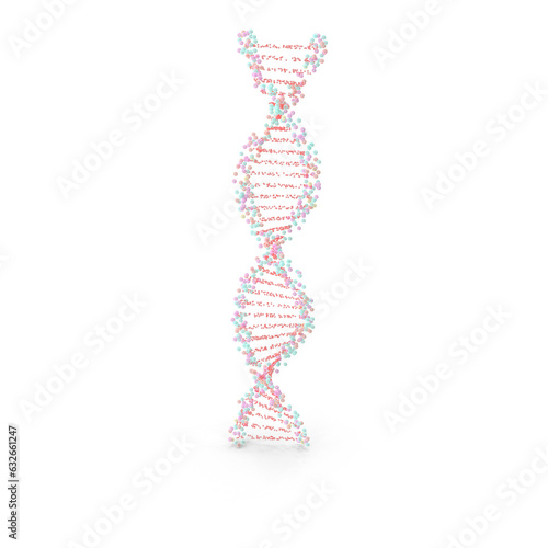 Biochemistry with DNA molecule isolated in white background 3D rendering