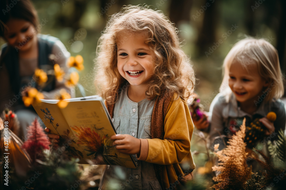 An image of the birthday child and their friends enjoying a treasure hunt or scavenger hunt activity, children's birthday, Birthday Generative AI An image of the birthday child and their friends enjoying a treasure hunt or scavenger hunt activity, children's birthday, Birthday Generative AI