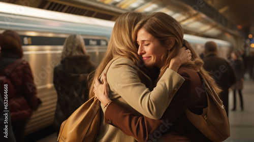 Capture the heartfelt farewell moments as passengers hug their loved ones before boarding, highlighting the emotional connections in the midst of travel.