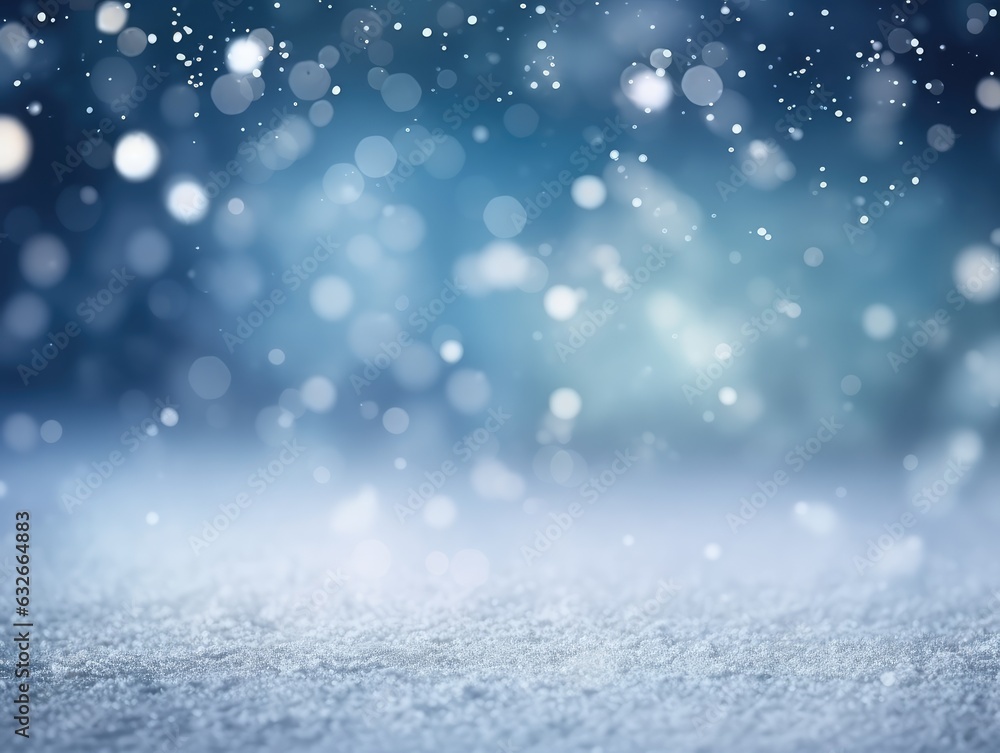 Fototapeta premium festive blurred bokeh light background, christmas and new year holidays background. blue background.