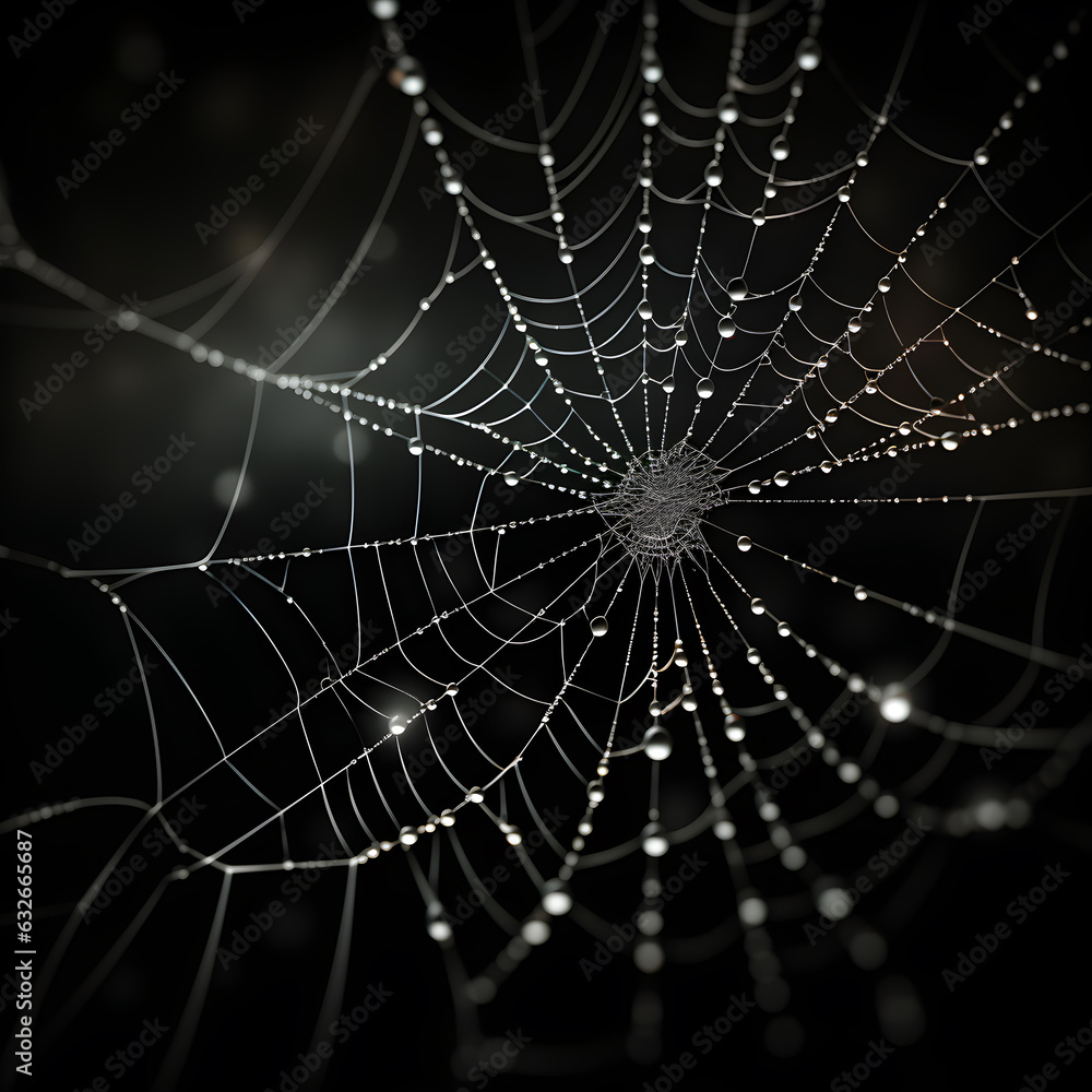 Real spider web isolated on black background. Halloween background Real spider web isolated on black background. Halloween background