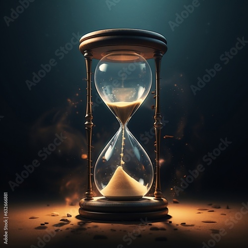 hourglass on black background endless loop, time, sand, clock, glass, timer