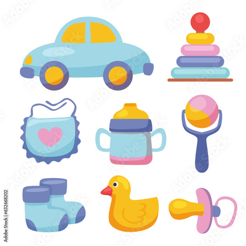 Set of accessories for newborn or baby vector
