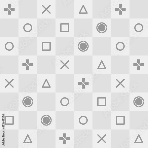 Seamless checkered pattern button game console. Seamless pattern for printing, fabric, and background. Vector illustration.