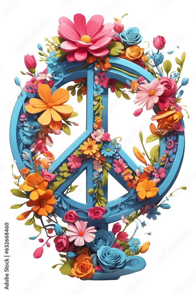 (Transparent) Flower Power: A Digital Illustration of a Peace Sign Made of Flowers
Peace and Love: A Colorful Flower Peace Sign
