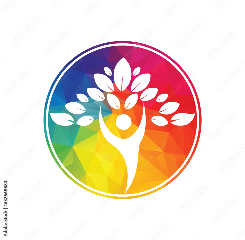 People tree logo with green leaves. Vector icon concept. People tree logo with green leaves. Vector icon concept.
