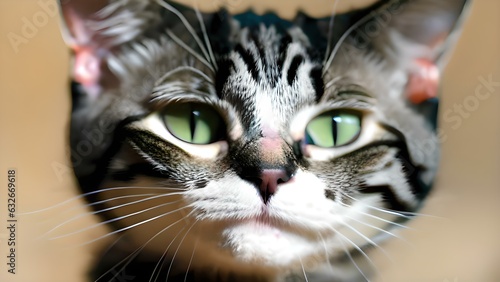 close up of a tabby cat