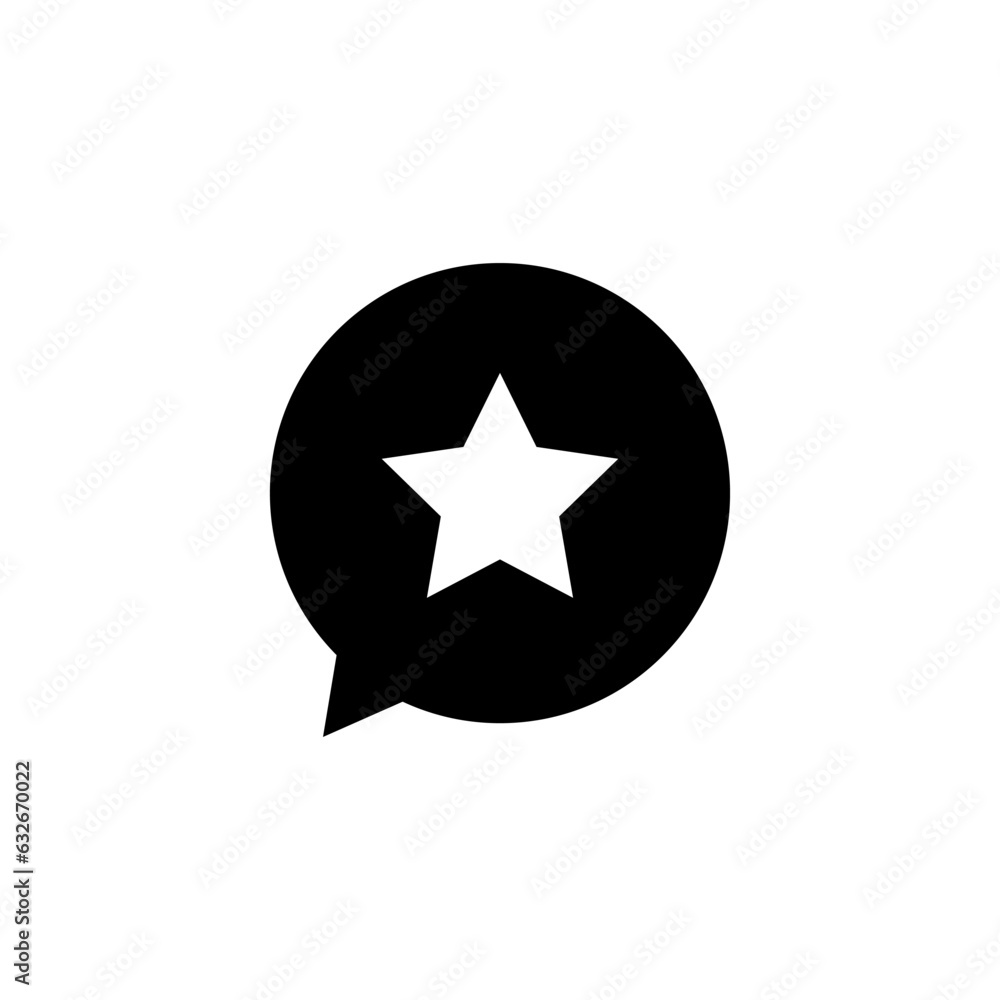star icon in a text bubble in black color on white background, rating and popularity star icon in a text bubble in black color on white background, rating and popularity