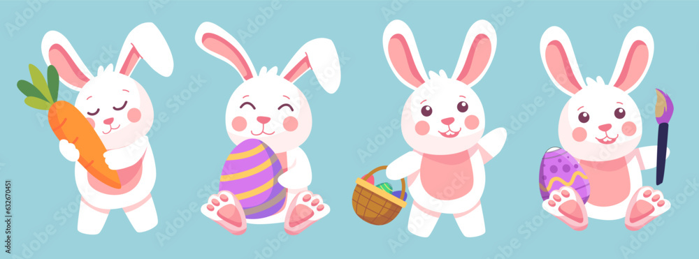 Cute cartoon funny animal in various action poses Vector