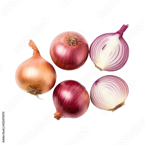 Onions (raw or grilled) isolated on transparent background top view 