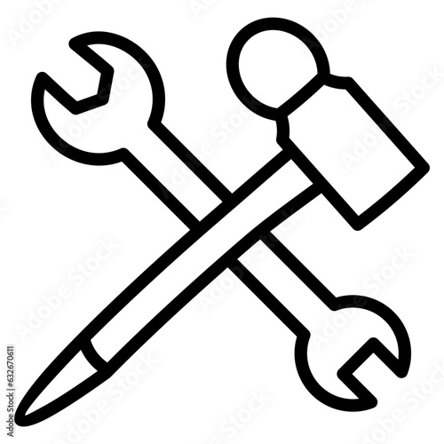 Hammer and Wrench Crossed