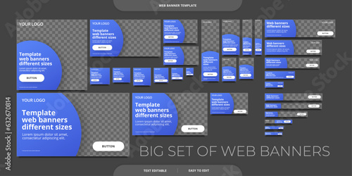 Big set of web banners. Advertising banners of different sizes.