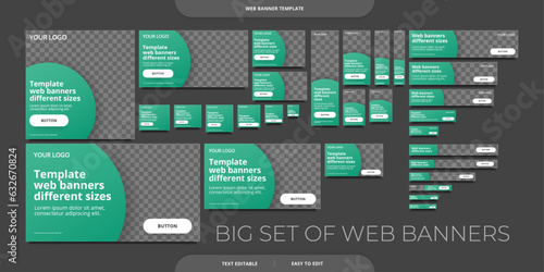 Big set of web banners. Advertising banners of different sizes.